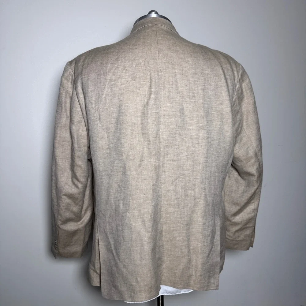 Jos A Bank 1905 Sport Coat Mens 54R Tan Herringbone Linen Cotton Tailored Fit